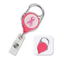 Pink Awareness Ribbon Carabiner Badge Reel